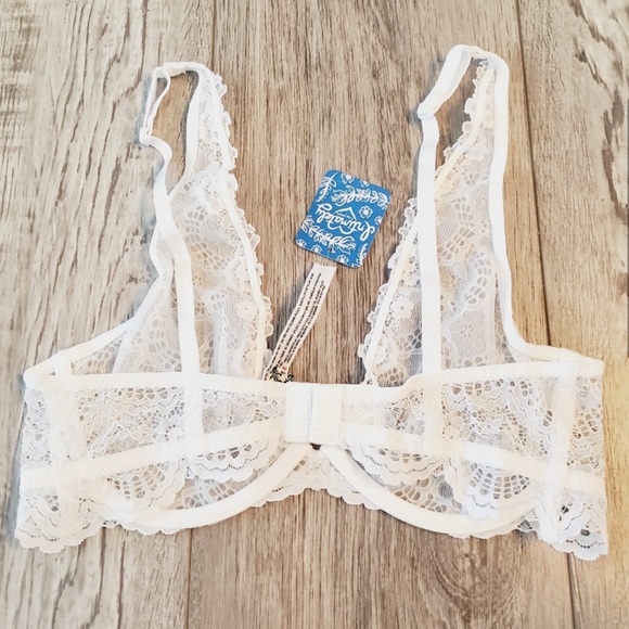Free People Lace Underwire Plunge Bra Ivory - Picture 5 of 5